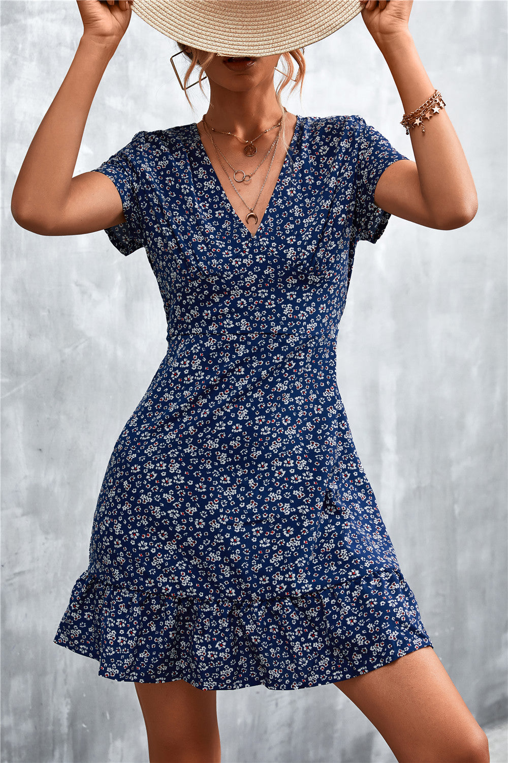 Sommerkleid Damen Kurz Floral Elegant