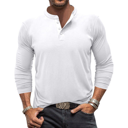 Herren Langarm T-Shirt Elegant Knopfleiste