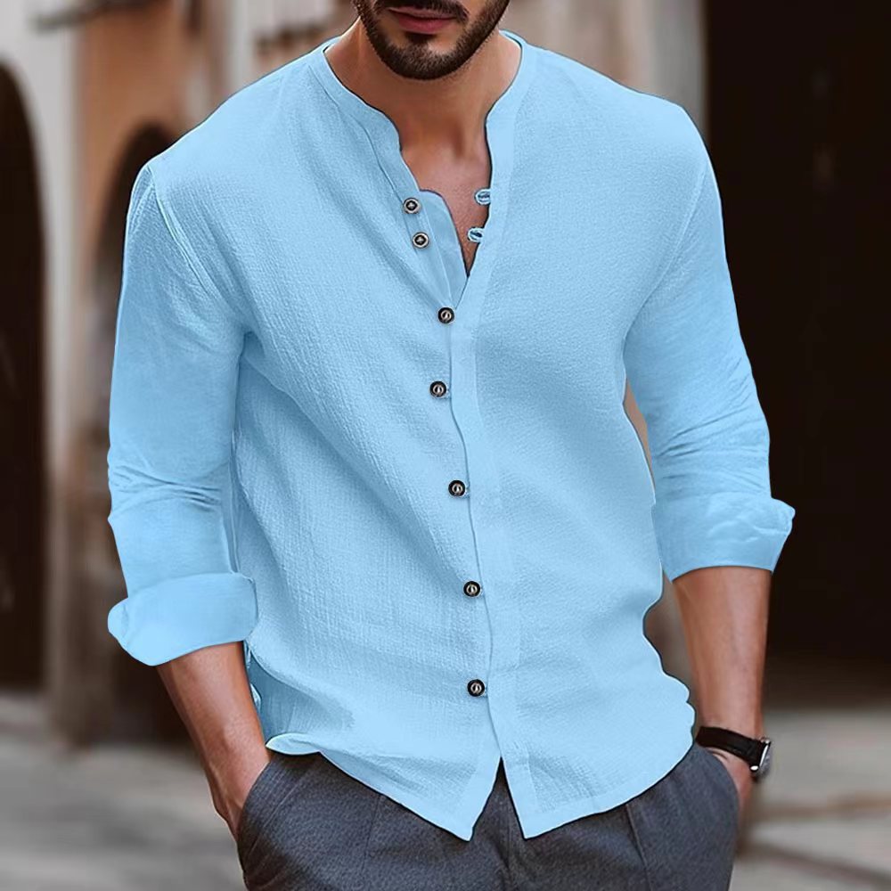 Herren Hemd Elegant Knopfleiste Strukturiertes Design - IdealeKleiden