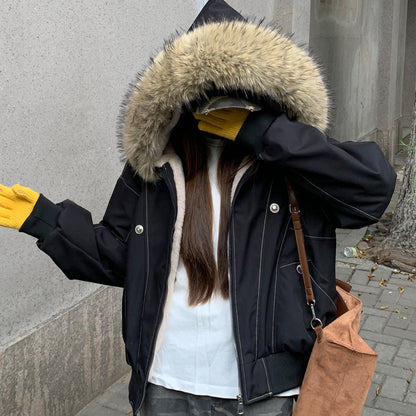 Damen Winterjacke Warm Isoliert mit abnehmbarem Fellkragen und XXL-Taschen