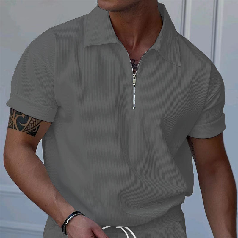 Herren Poloshirt Kurzarm Struktur Optik