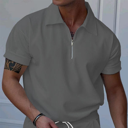Herren Poloshirt Kurzarm Struktur Optik