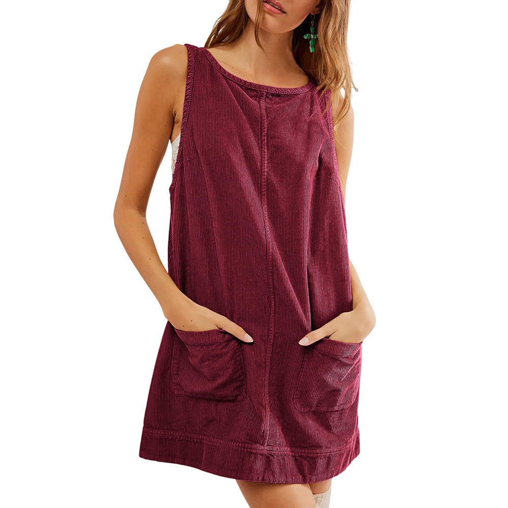 Damen Jerseykleid Lässig Rundhals mit Taschen