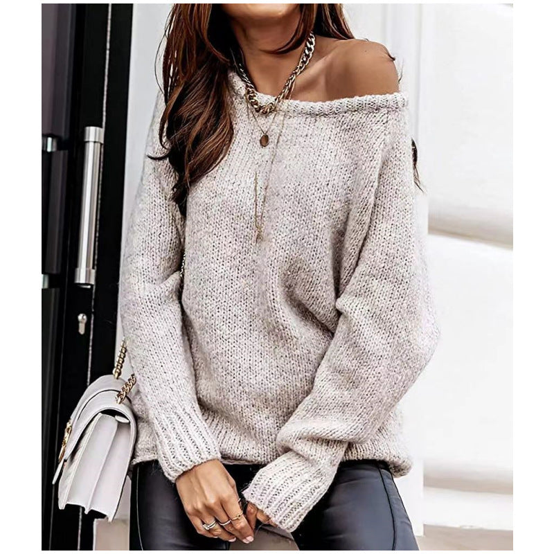 Damen Off-Shoulder Pullover Elegantes Design - IdealeKleiden