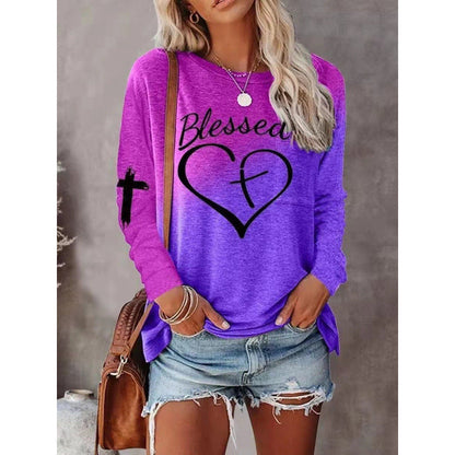 Bequemes Langarmshirt Relaxed Fit Grafikprint