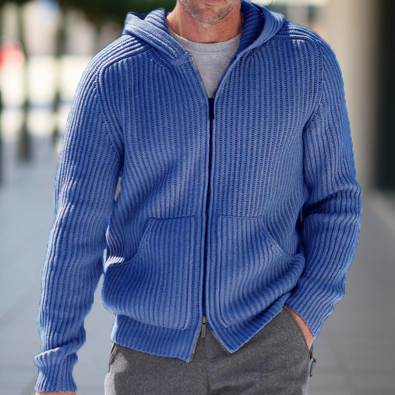 Herren Strickjacke Kapuze Warm Übergröße