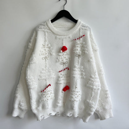 Weihnachtspullover Damen Festlich 3D Motive