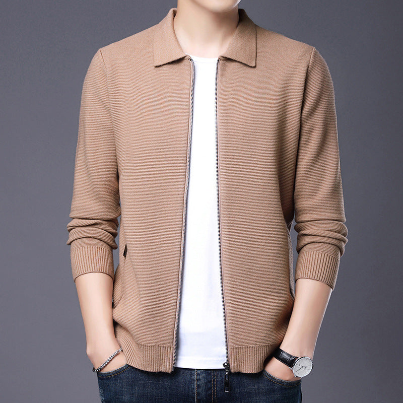 Elegante Strickjacke Wolle Slim Fit Reißverschluss - IdealeKleiden