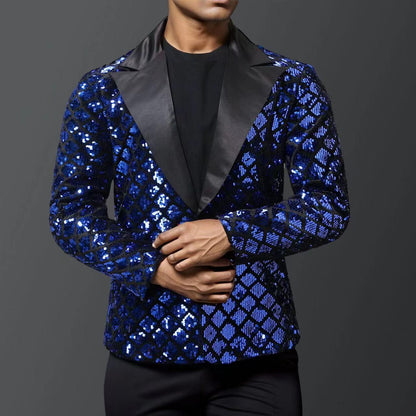 Herren Abendanzug Glitzer Blazer Luxus Pailletten Design