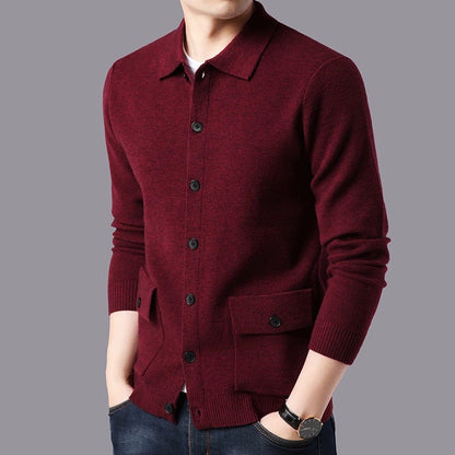 Herren Strickjacke Mit Knöpfen Und Taschen Praktisch