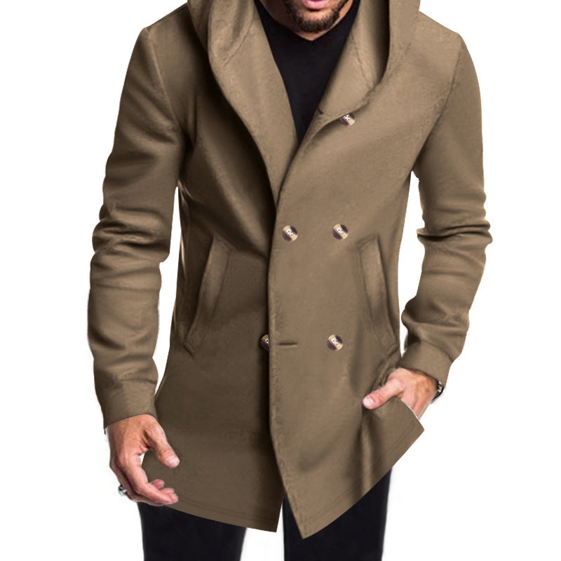 Herren Wintermantel Modern Kapuze Elegant