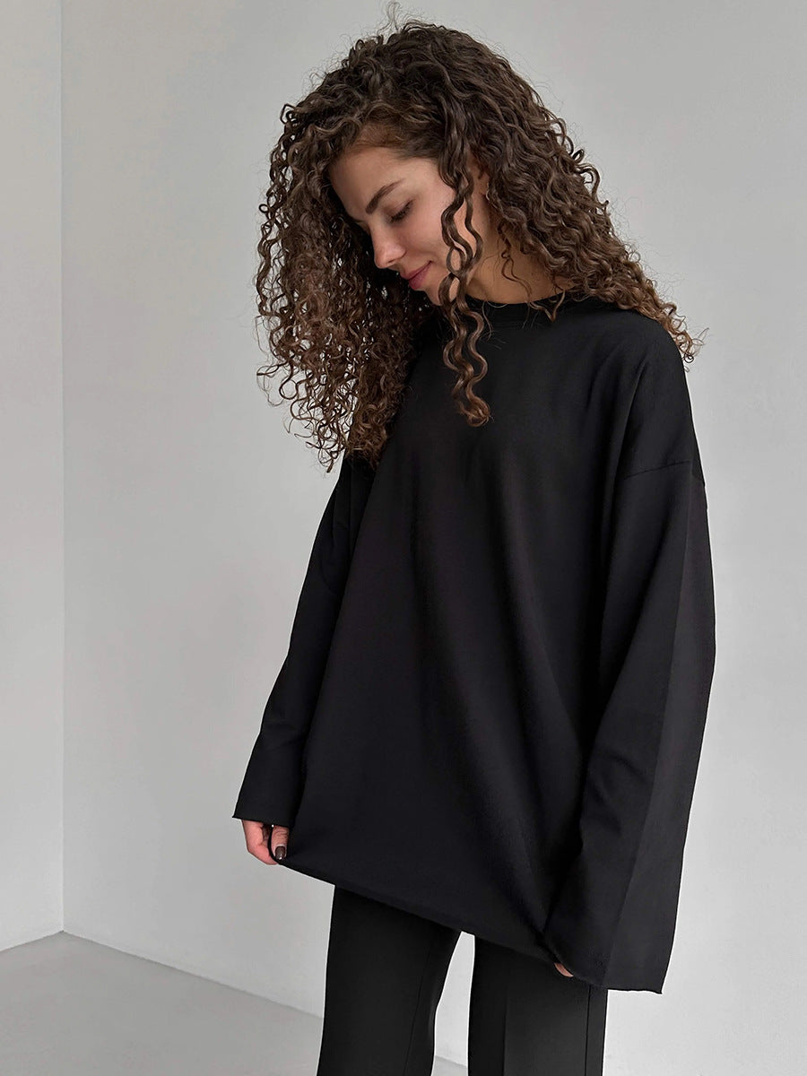 Damen Oversize Langarmshirt Hochwertig Modern