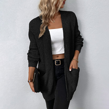 Damen Strickjacke Lässig Oversized mit Taschen