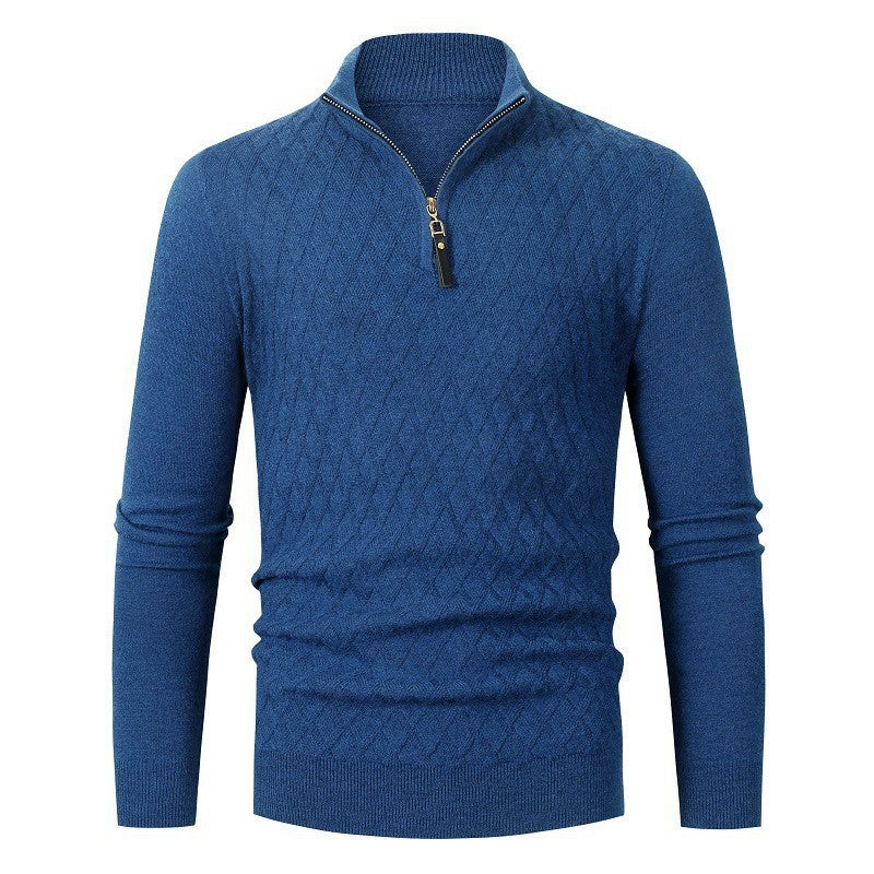 Herren Strickpullover Rautenmuster Modern Reißverschluss - IdealeKleiden