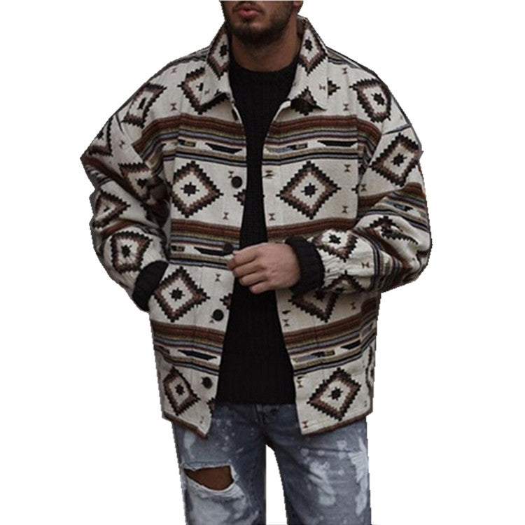 Herren Steppjacke Geometrisches Muster Trendy Outdoor