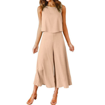 Damen Jumpsuit Elegant Fließend Weite Bein