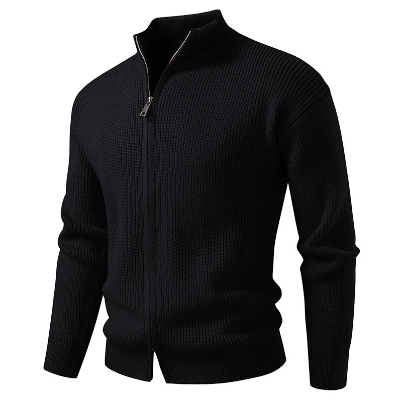 Herren Strickjacke Hochkragen Moderner Reißverschluss