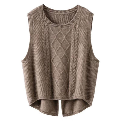 Damen Strickweste Ärmellos Zopf Muster Modern Style