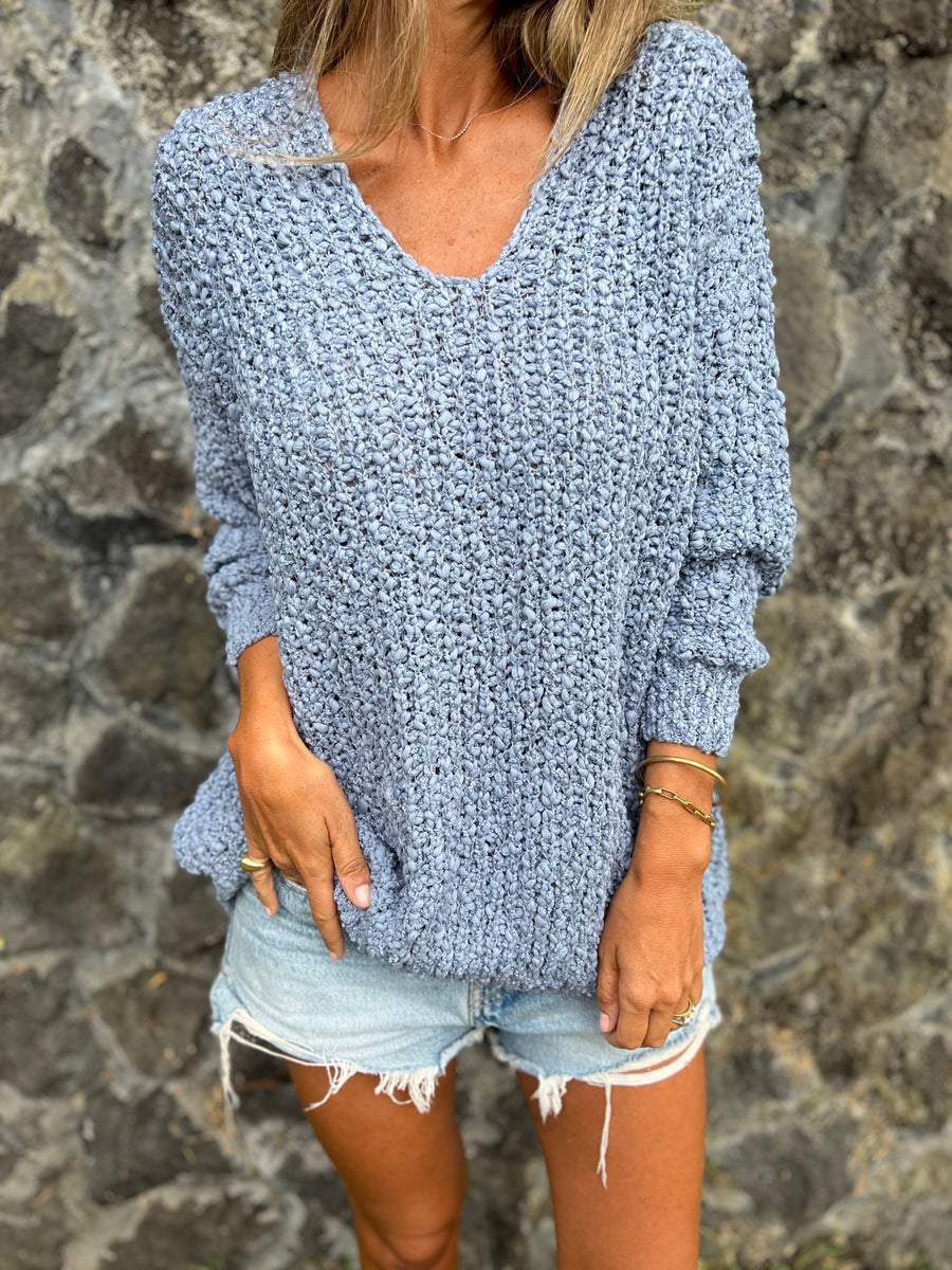 Damen Pullover V-Ausschnitt Lässig Chic