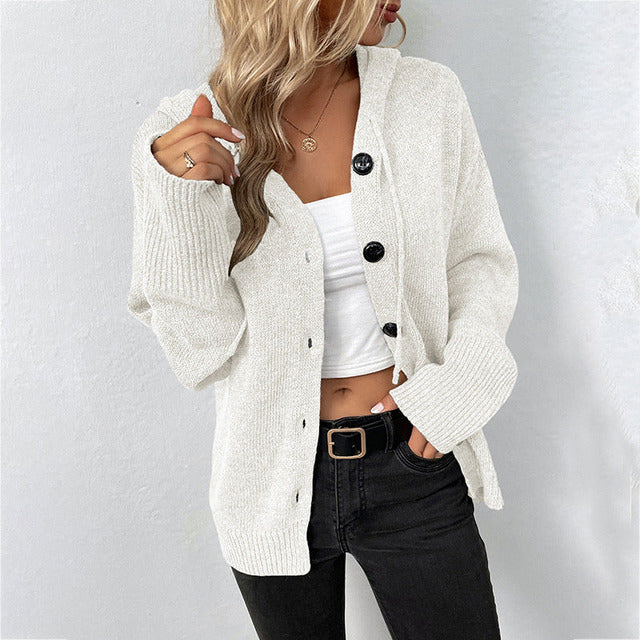 Damen Cardigan Herbst Bequem Kapuzenpullover
