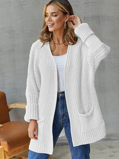 Damen Strickcardigan Groß Größe Rippendesign Praktisch