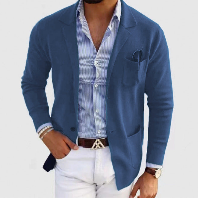 Herren Strickblazer Elegant Mit Praktischen Taschen