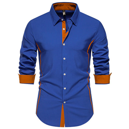 Herren Langarmhemd Modern Kontrast Details
