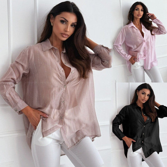 Damen Bluse Elegant Glanz Effekt - IdealeKleiden