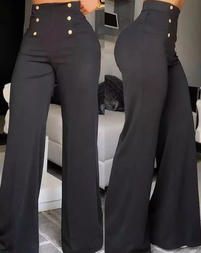 Elegante Damen Palazzo Hose Hoch Taille