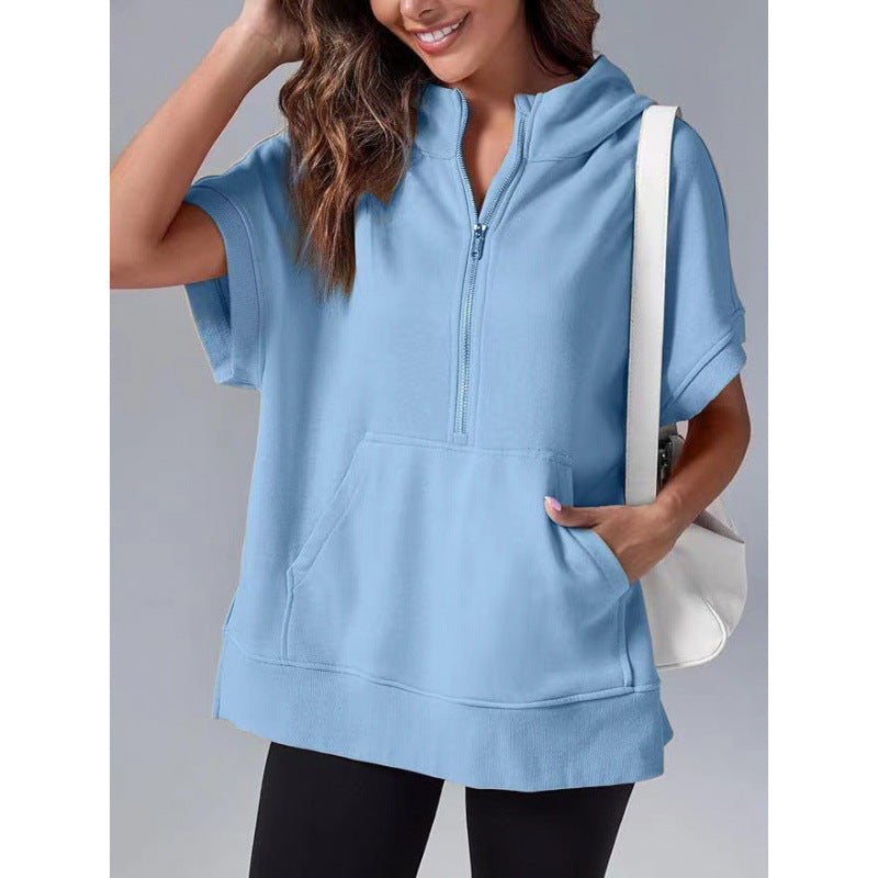 Damen Kapuzenpullover Lässig Mit Taschen Und Reißverschluss