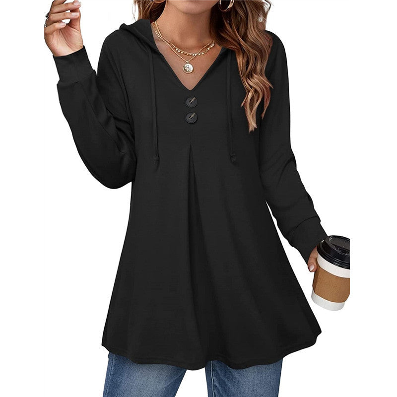 Damen Tunika Asymmetrisch Knopf Detail Eleganz