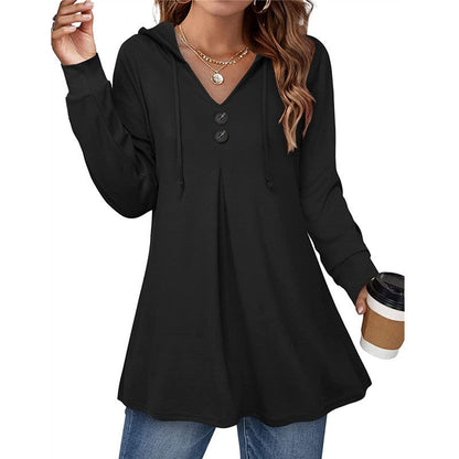Damen Tunika Asymmetrisch Knopf Detail Eleganz