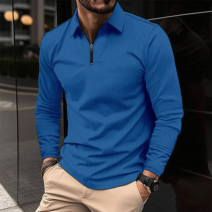 Herren Langarmshirt Modern Reißverschluss Strukturiert