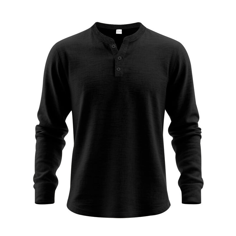 Herren Langarmshirt Elegantes Design Knöpfe
