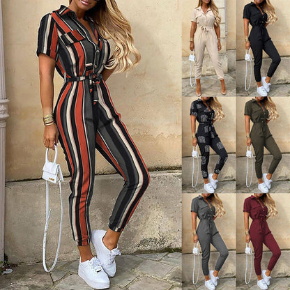Damen Jumpsuit Elegant Tailliert Knopfleiste - IdealeKleiden