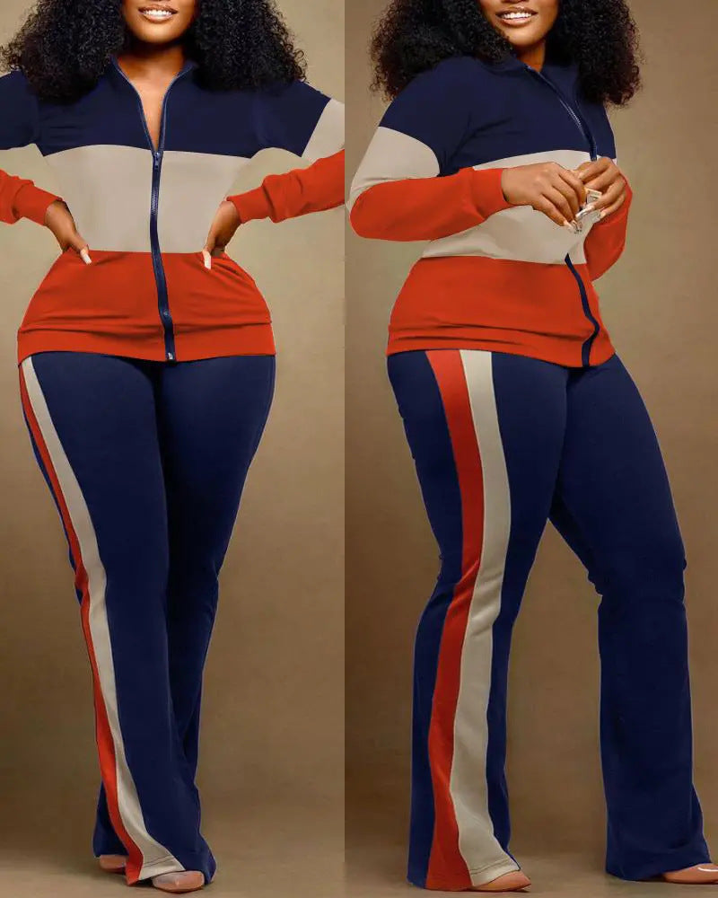 Damen Sportset DenimStyle mit Reißverschluss und Hoher Taille