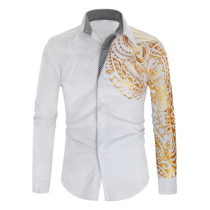 Herren Hemd Exotisch Druck Design Kontrast Kragen