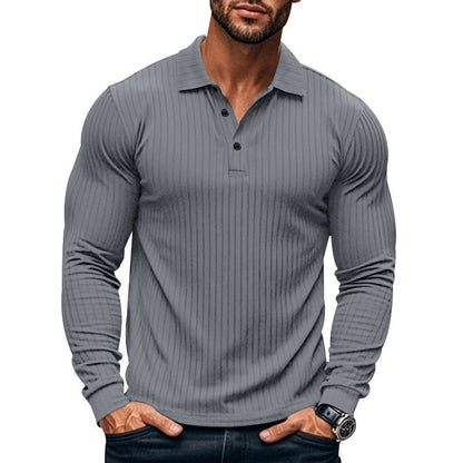 Herren Langarm-Shirt Strukturiertes Muster Modern