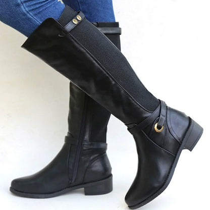 Knielange Stiefel Damen Slim Fit Schnürsenkel