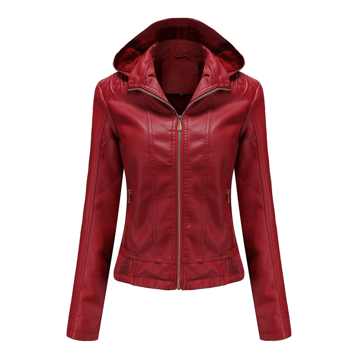 Damen Lederjacke Elegant Schnitt Mit Hochkragen