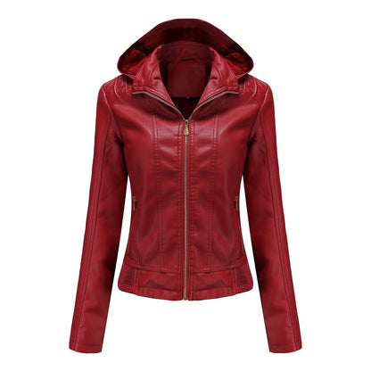 Damen Lederjacke Elegant Schnitt Mit Hochkragen