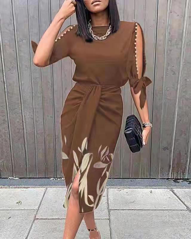 Damenkleid Elegant Mit Gürtel Und Ausschnitt