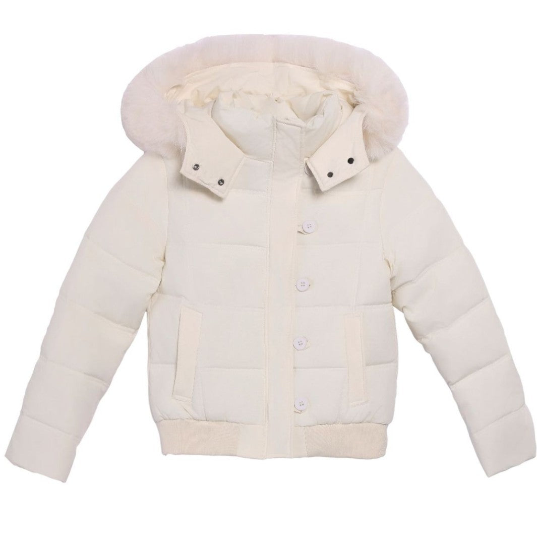 Damen Winterjacke Elegant Mit Abnehmbarem Fellkragen