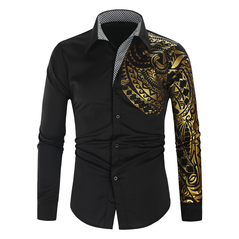 Herren Hemd Exotisch Druck Design Kontrast Kragen