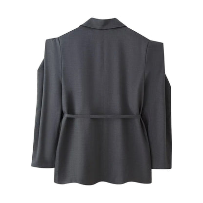 Damen Oversized BlazerJacke Elegant mit Gürtel