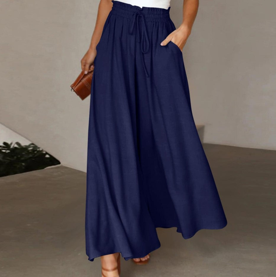Damen Hose Elegant Weit mit Gummizug und Taschen