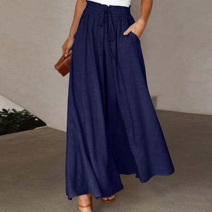 Damen Hose Elegant Weit mit Gummizug und Taschen