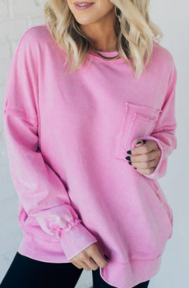 Damen Oversized Sweatshirt Bequem mit Taschen