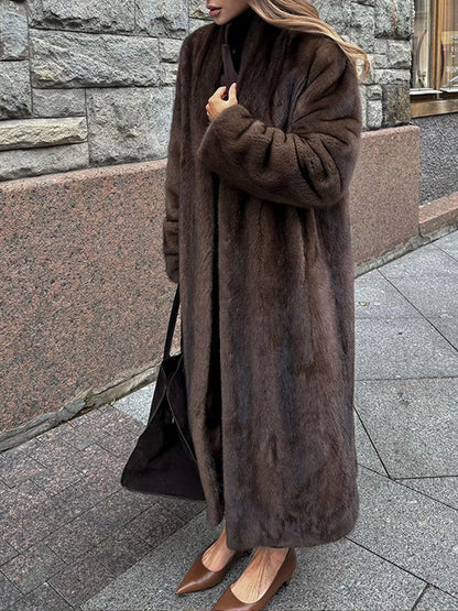 Damen Kunstpelzjacke Elegant Luxus Design