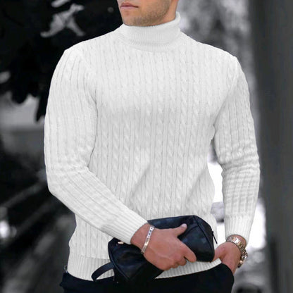 Herren Rollkragenpullover Elegantes Zopfmuster Design